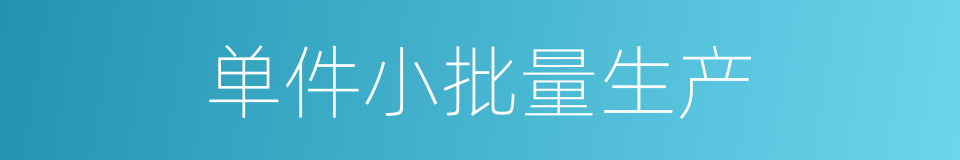 单件小批量生产的同义词