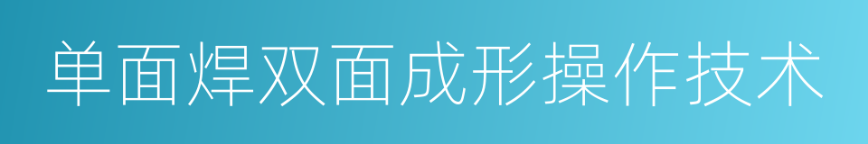 单面焊双面成形操作技术的同义词