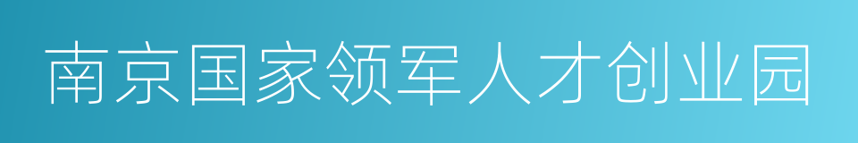 南京国家领军人才创业园的同义词