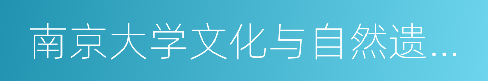 南京大学文化与自然遗产研究所的同义词