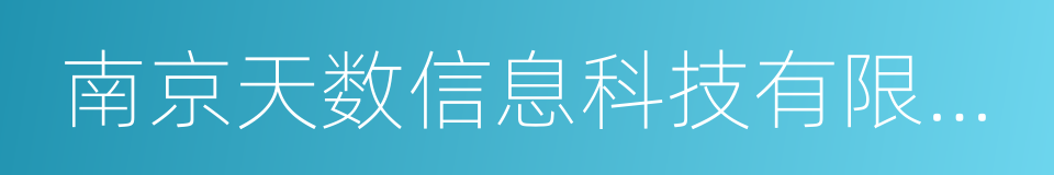 南京天数信息科技有限公司的同义词