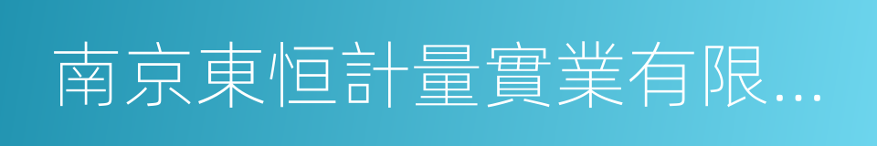 南京東恒計量實業有限公司的同義詞