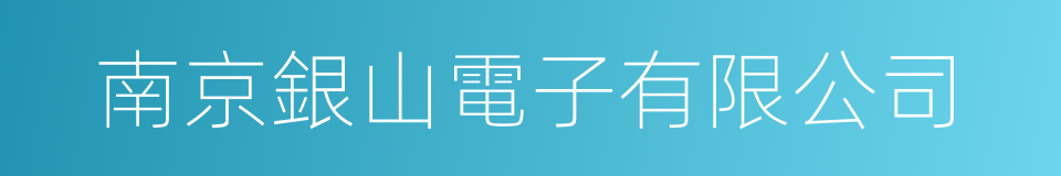 南京銀山電子有限公司的同義詞