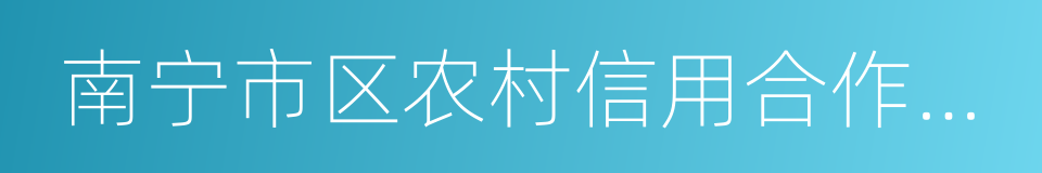 南宁市区农村信用合作联社的同义词