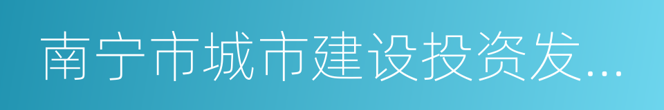 南宁市城市建设投资发展有限责任公司的同义词