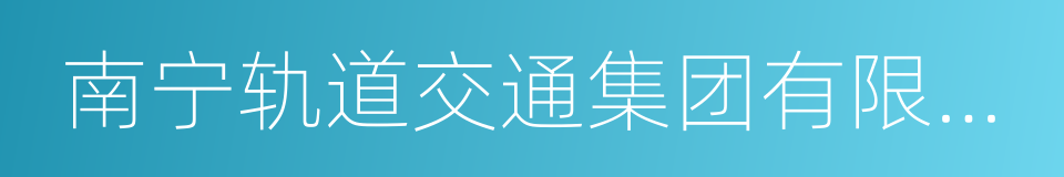 南宁轨道交通集团有限责任公司的同义词