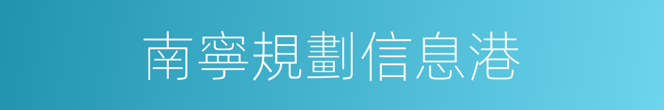 南寧規劃信息港的同義詞