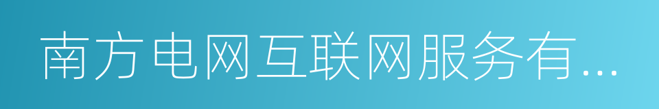 南方电网互联网服务有限公司的同义词