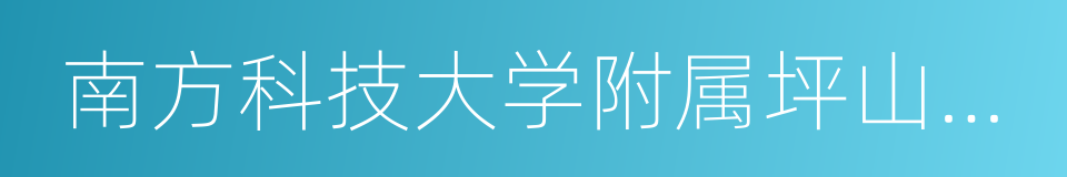 南方科技大学附属坪山学校的同义词