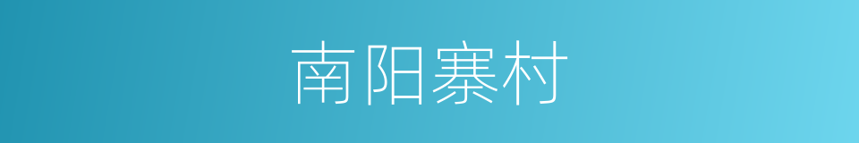 南阳寨村的同义词