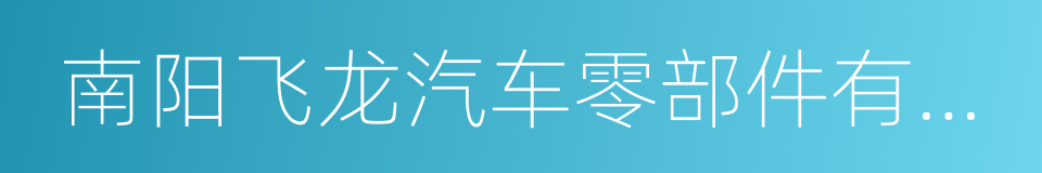 南阳飞龙汽车零部件有限公司的同义词