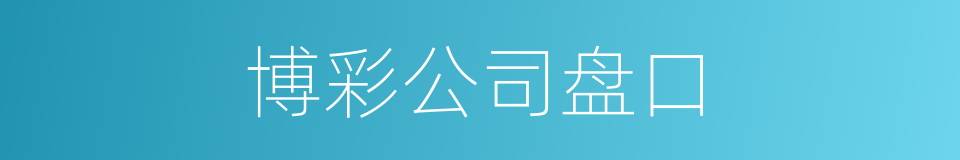 博彩公司盘口的同义词