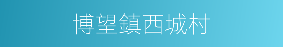 博望鎮西城村的同義詞