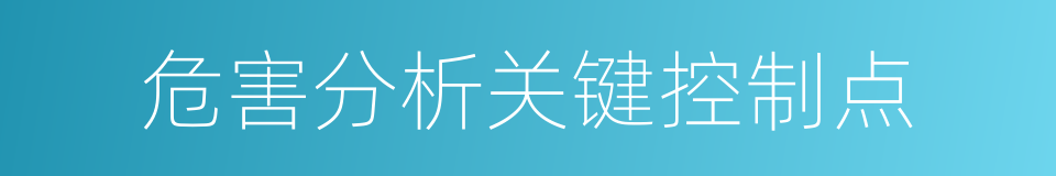 危害分析关键控制点的同义词