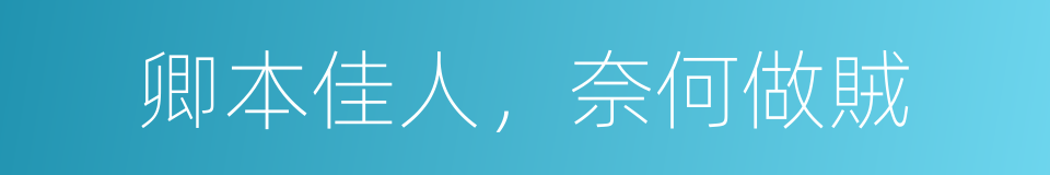 卿本佳人，奈何做賊的同義詞