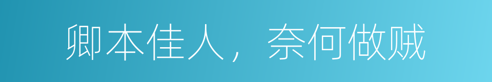 卿本佳人，奈何做贼的同义词