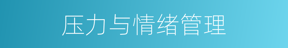 压力与情绪管理的同义词