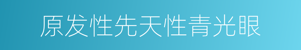 原发性先天性青光眼的同义词