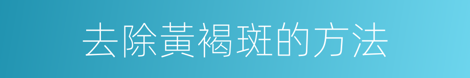 去除黃褐斑的方法的同義詞