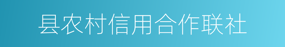 县农村信用合作联社的同义词