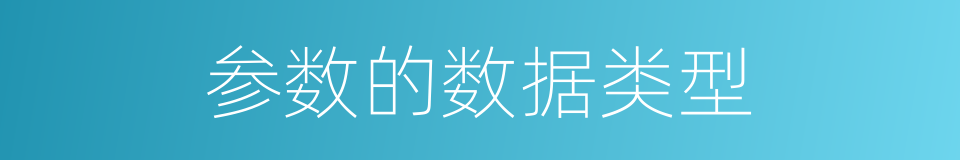 参数的数据类型的同义词