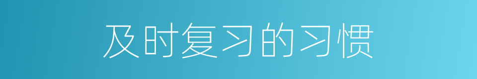 及时复习的习惯的同义词