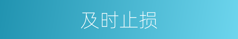 及时止损的意思
