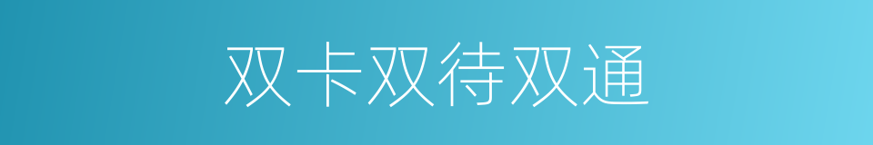 双卡双待双通的同义词