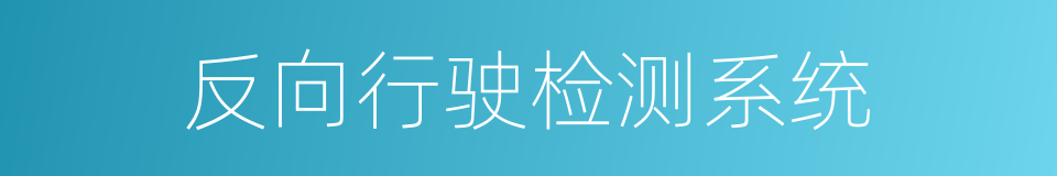 反向行驶检测系统的同义词