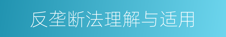 反垄断法理解与适用的同义词