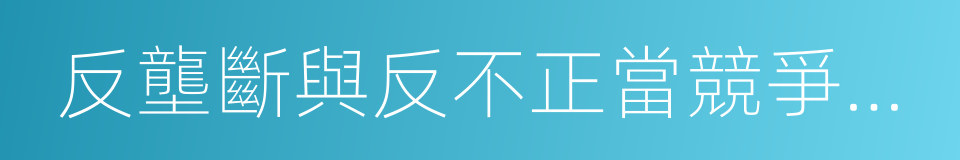 反壟斷與反不正當競爭執法的同義詞