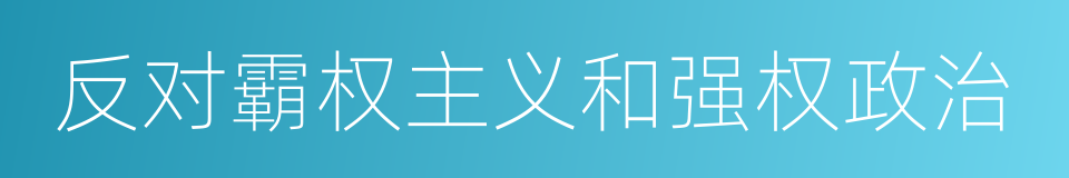 反对霸权主义和强权政治的同义词