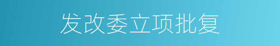 发改委立项批复的同义词