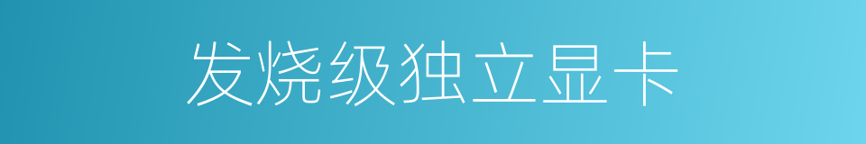 发烧级独立显卡的同义词