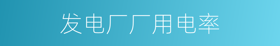 发电厂厂用电率的同义词
