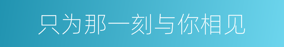 只为那一刻与你相见的意思