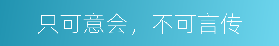 只可意会，不可言传的意思