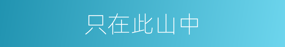 只在此山中的同义词