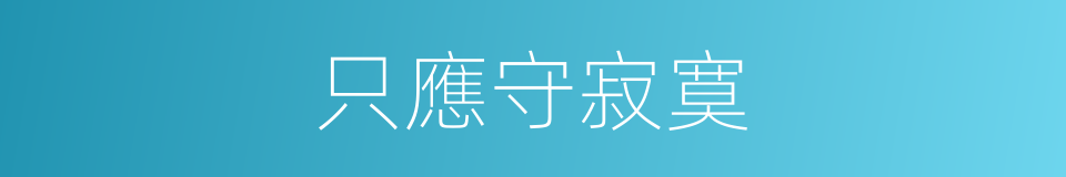 只應守寂寞的同義詞