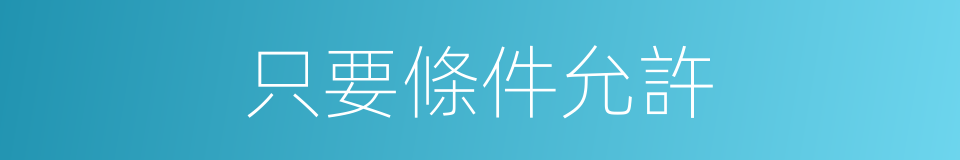 只要條件允許的同義詞