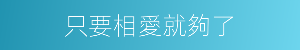 只要相愛就夠了的同義詞