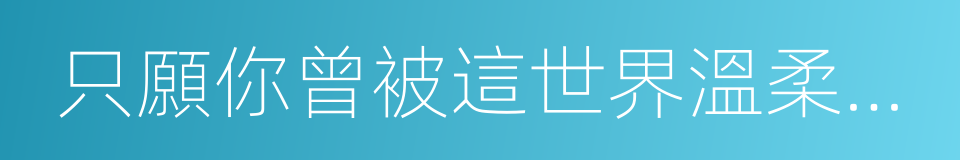 只願你曾被這世界溫柔相待的同義詞