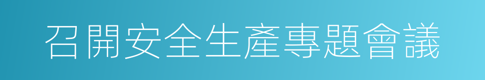 召開安全生產專題會議的同義詞