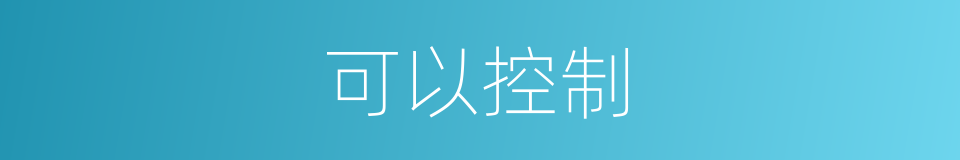可以控制的意思
