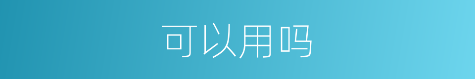 可以用吗的意思