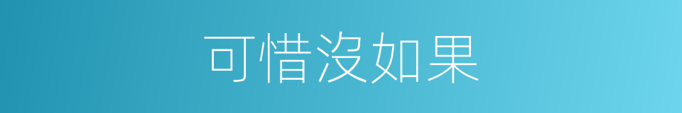可惜沒如果的同義詞