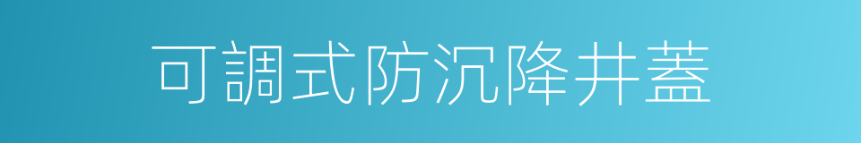 可調式防沉降井蓋的同義詞