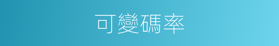 可變碼率的意思
