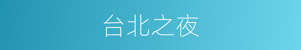 台北之夜的同义词