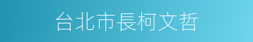 台北市長柯文哲的同義詞